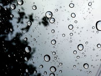 Full frame shot of raindrops on window