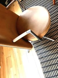 High angle view of paper on table at home