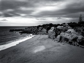 Scenic view of beach against sky