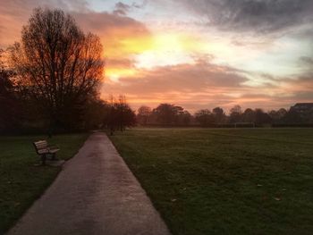 Scenic view of landscape against sky during sunset