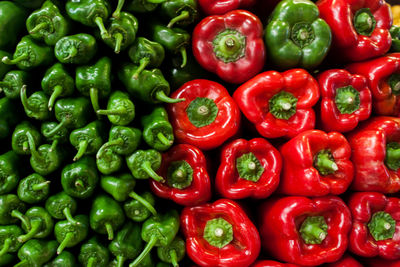 Full frame shot of bell peppers for sale in market