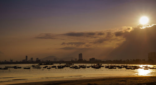 Scenic view of sea at sunset