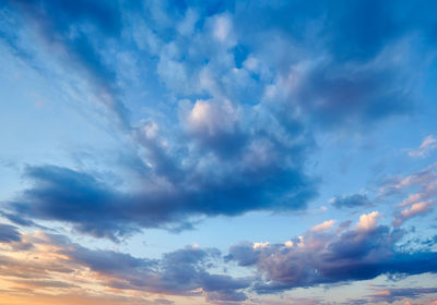 Low angle view of cloudy sky during sunset