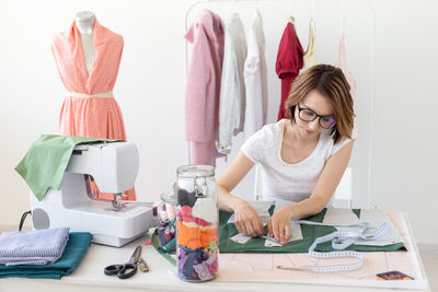 Fashion designer working at studio