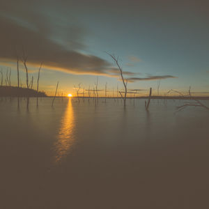 Scenic view of sea at sunset