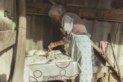 Woman working on table