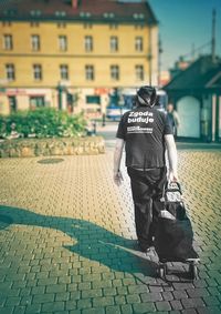 Woman standing in city