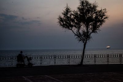 Silhouette of man standing on beach