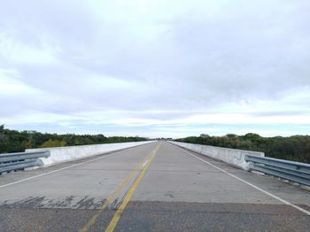 Empty road against cloudy sky