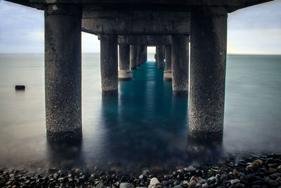 View of pier below sea