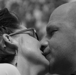 Close-up of couple kissing