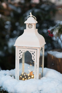 Close-up of christmas light during winter