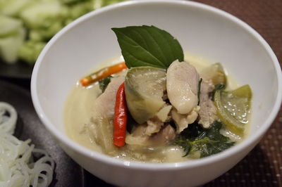 Close-up of soup in bowl