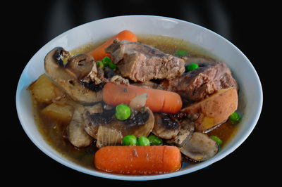 Close-up of soup served in bowl