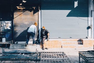 Woman standing in city