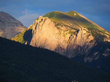 Scenic view of mountain range against sky