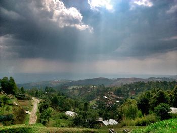 Scenic view of landscape against cloudy sky