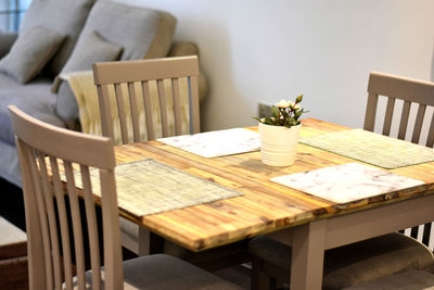 Empty chairs and tables at home