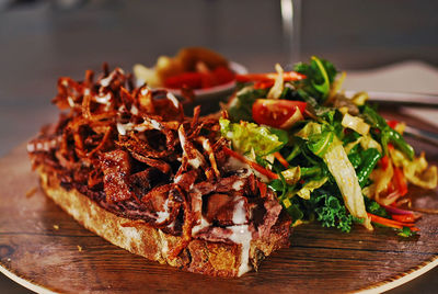 Close-up of food on cutting board