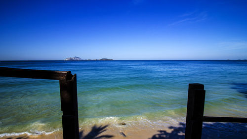 Scenic view of sea against clear sky