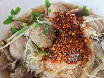 Close-up of meal served in plate