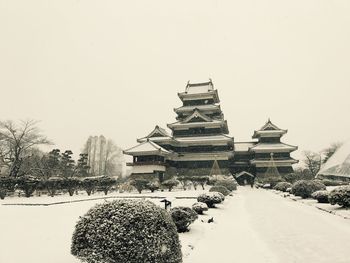 Traditional building against sky during winter