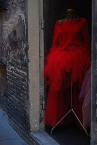 Red door of building