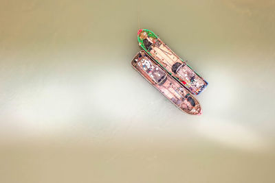 High angle view of boat in sea