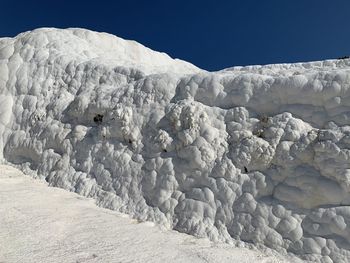 Aerial view of city at salt terraces at pamukkale in turkey 