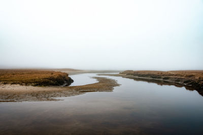 Scenic view of sea against clear sky