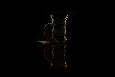 Close-up of eyeglasses against black background