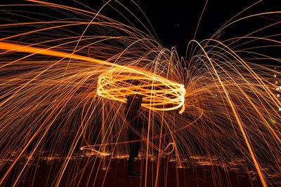 Firework display at night