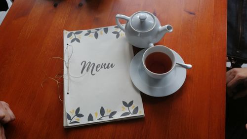 Coffee cup on table