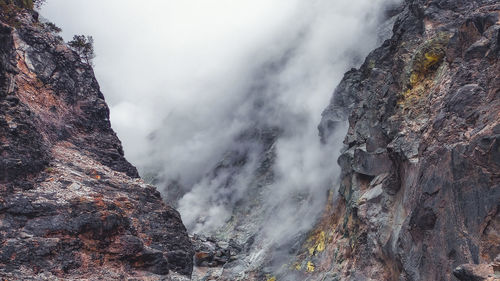 Scenic view of volcanic mountain