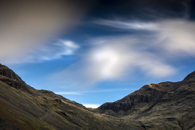 Low angle view of mountains against sky