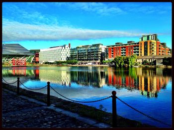 Reflection of buildings in water