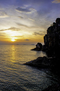 Scenic view of sea against sky during sunset