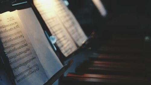 Close-up of piano keys