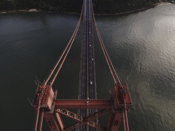 High angle view of suspension bridge