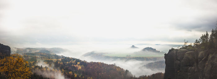 Panoramic view of landscape against sky during autumn