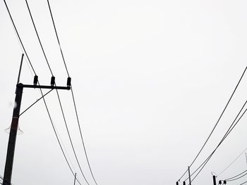 Low angle view of electricity pylon against sky