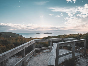 Scenic view of mountains against sky during sunset