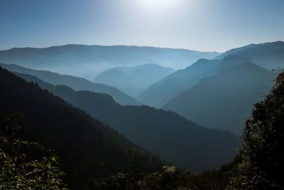 Scenic view of mountains against clear sky