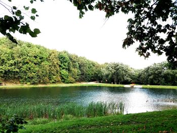 Scenic view of lake against clear sky