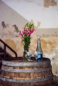 Close-up of flower vase on table