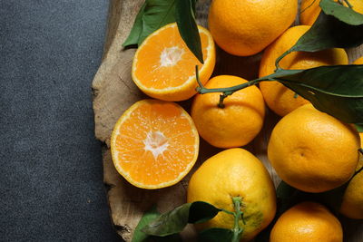 High angle view of orange fruits