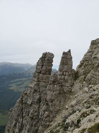 Scenic view of rocky mountains against clear sky