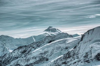 Panoramic view of the swiss alps in winter