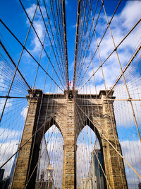 Low angle view of suspension bridge