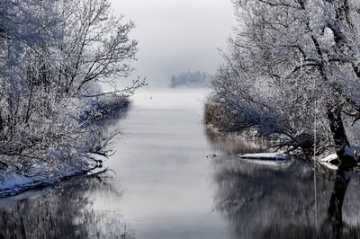 Frozen lake against sky during winter